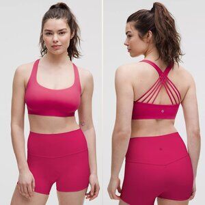 Lululemon FlexyFlex Strappy Yoga Bra Light Support D-DDD Cups Raspberry Coulis